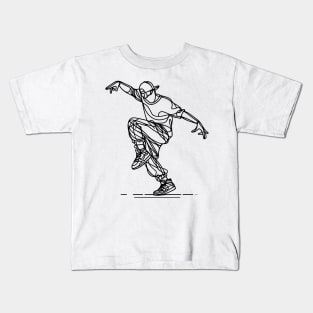 Hip Hop Male dancer - Black one line art Kids T-Shirt